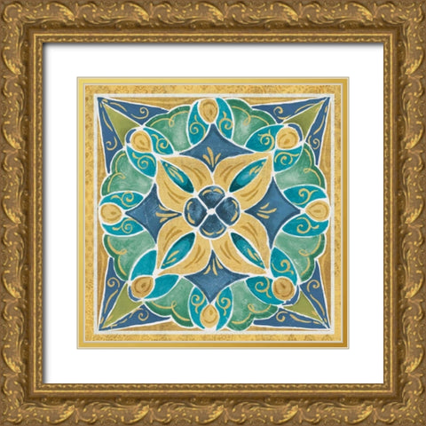 Free Bird Mexican Tiles II Gold Ornate Wood Framed Art Print with Double Matting by Brissonnet, Daphne