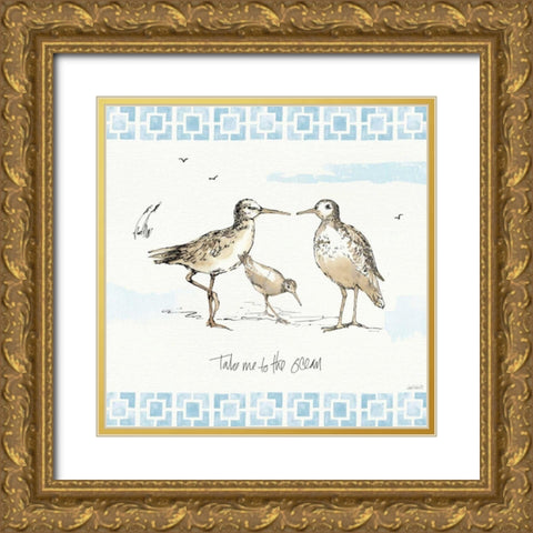 Sandpiper Sea III Gold Ornate Wood Framed Art Print with Double Matting by Tavoletti, Anne