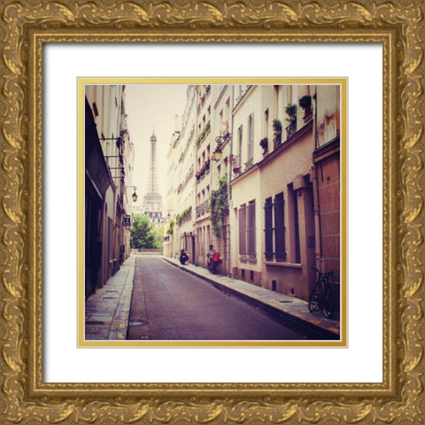 Tour Eiffel Gold Ornate Wood Framed Art Print with Double Matting by Marshall, Laura