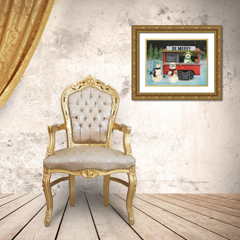 Christmas on Wheels III Gold Ornate Wood Framed Art Print with Double Matting by Urban, Mary