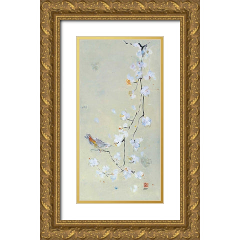 The Bird Family II Gold Ornate Wood Framed Art Print with Double Matting by Day, Kellie