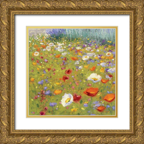 Champ de Fleur II  Gold Ornate Wood Framed Art Print with Double Matting by Novak, Shirley