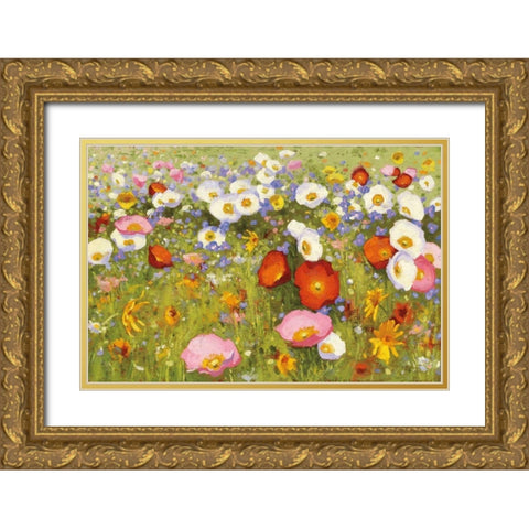 Champ de Fleur III Gold Ornate Wood Framed Art Print with Double Matting by Novak, Shirley