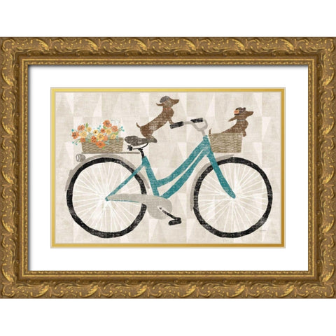 Doxie Ride v.I Gold Ornate Wood Framed Art Print with Double Matting by Schlabach, Sue