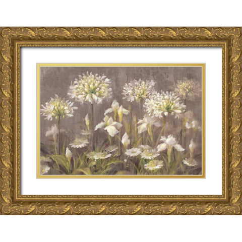 Spring Blossoms Neutral Gold Ornate Wood Framed Art Print with Double Matting by Nai, Danhui