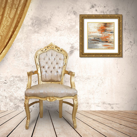 Golden Dust Crop Orange Gold Ornate Wood Framed Art Print with Double Matting by Vassileva, Silvia