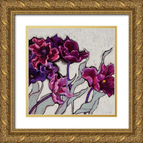 Ruffled Tulips  Gold Ornate Wood Framed Art Print with Double Matting by Novak, Shirley