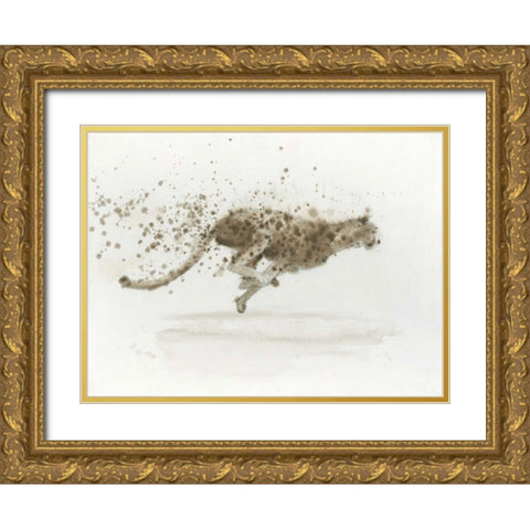 Cheetah v.2 Gold Ornate Wood Framed Art Print with Double Matting by Wiens, James