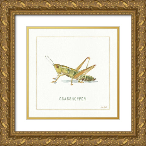 My Greenhouse Grasshopper Gold Ornate Wood Framed Art Print with Double Matting by Audit, Lisa