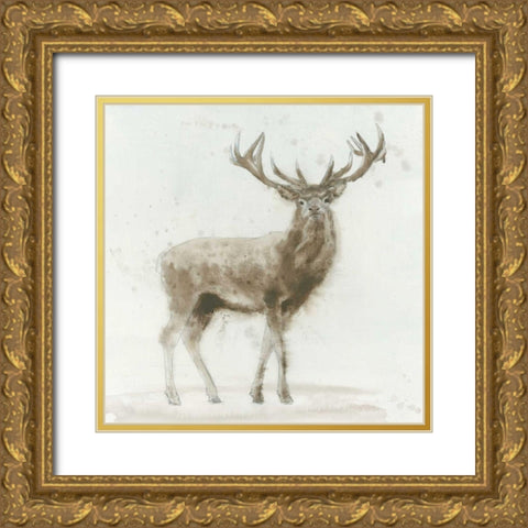 Stag v.2  Gold Ornate Wood Framed Art Print with Double Matting by Wiens, James