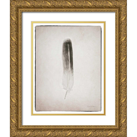 Feather II BW  Gold Ornate Wood Framed Art Print with Double Matting by Van Swearingen, Debra