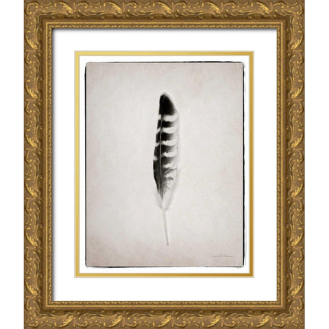 Feather IV BW  Gold Ornate Wood Framed Art Print with Double Matting by Van Swearingen, Debra