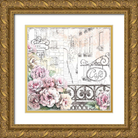 Paris Roses I Gold Ornate Wood Framed Art Print with Double Matting by Grove, Beth