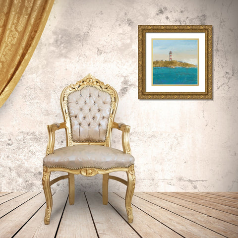 Lighthouse Seascape I v3 Crop II  Gold Ornate Wood Framed Art Print with Double Matting by Wiens, James