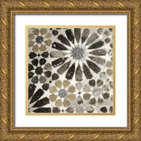 Alhambra Tile III Neutral Gold Ornate Wood Framed Art Print with Double Matting by Schlabach, Sue