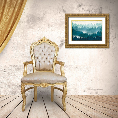 Mountainscape Blue Gold Ornate Wood Framed Art Print with Double Matting by Mullan, Michael