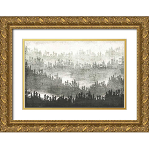 Mountainscape Silver Gold Ornate Wood Framed Art Print with Double Matting by Mullan, Michael