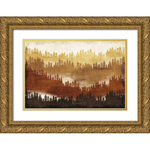 Mountainscape Spice Gold Ornate Wood Framed Art Print with Double Matting by Mullan, Michael