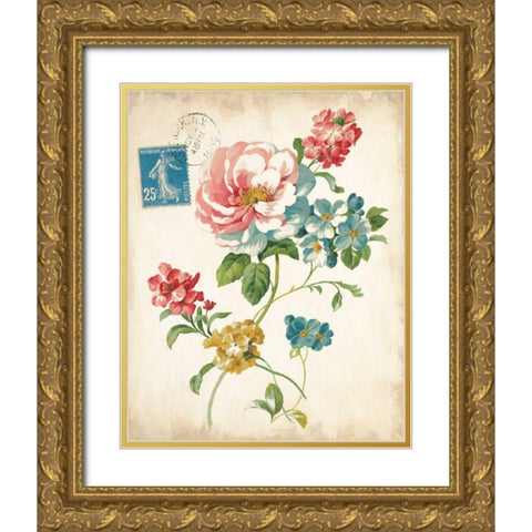 Elegant Floral I Vintage v2 Gold Ornate Wood Framed Art Print with Double Matting by Nai, Danhui