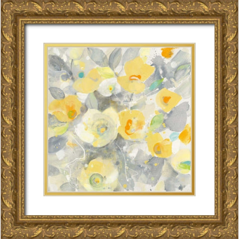 Buttercups II Gold Ornate Wood Framed Art Print with Double Matting by Hristova, Albena