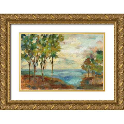 View of the Lake Gold Ornate Wood Framed Art Print with Double Matting by Vassileva, Silvia