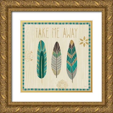 Cool Feathers IV Gold Ornate Wood Framed Art Print with Double Matting by Charron, Veronique