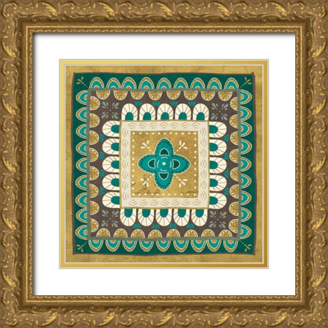 Cool Feathers Tiles I Gold Ornate Wood Framed Art Print with Double Matting by Charron, Veronique