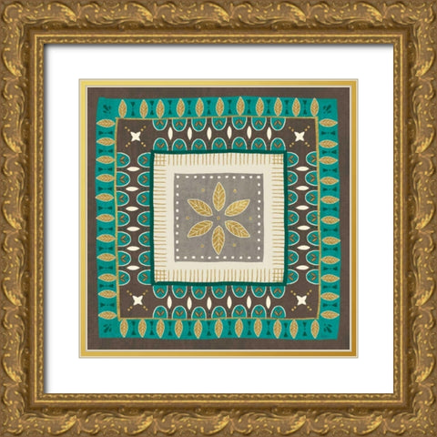 Cool Feathers Tiles IV Gold Ornate Wood Framed Art Print with Double Matting by Charron, Veronique