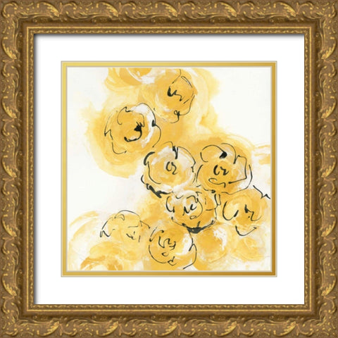 Yellow Roses Anew II v.2 Gold Ornate Wood Framed Art Print with Double Matting by Paschke, Chris
