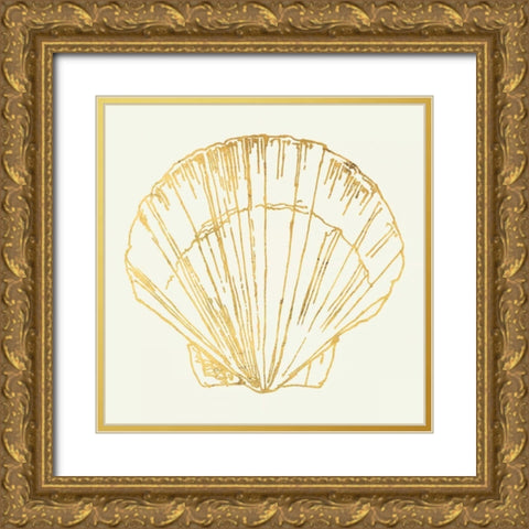 Coastal Breeze Shell Sketches Gold Ornate Wood Framed Art Print with Double Matting by Tavoletti, Anne