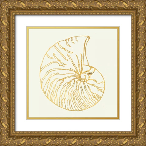 Coastal Breeze Shell Sketches Gold Ornate Wood Framed Art Print with Double Matting by Tavoletti, Anne