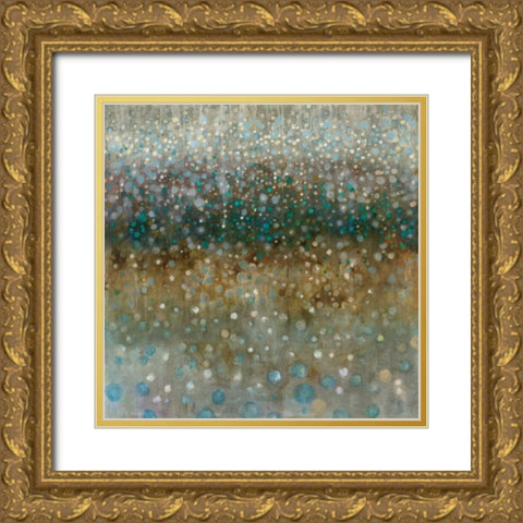 Abstract Rain Gold Ornate Wood Framed Art Print with Double Matting by Nai, Danhui