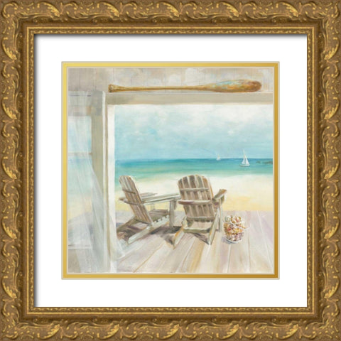 Seaside Morning Crop Gold Ornate Wood Framed Art Print with Double Matting by Nai, Danhui