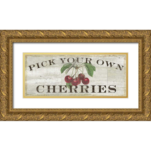 Farm Fresh Cherries Gold Ornate Wood Framed Art Print with Double Matting by Schlabach, Sue