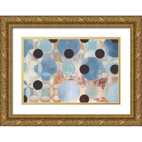 Blue Dots Gold Ornate Wood Framed Art Print with Double Matting by Lovell, Kathrine