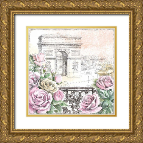 Paris Roses V Gold Ornate Wood Framed Art Print with Double Matting by Grove, Beth