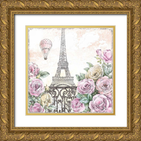 Paris Roses VI Gold Ornate Wood Framed Art Print with Double Matting by Grove, Beth
