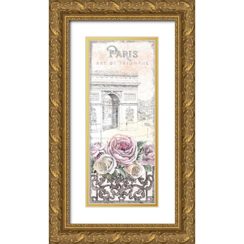 Paris Roses Panel VII Gold Ornate Wood Framed Art Print with Double Matting by Grove, Beth