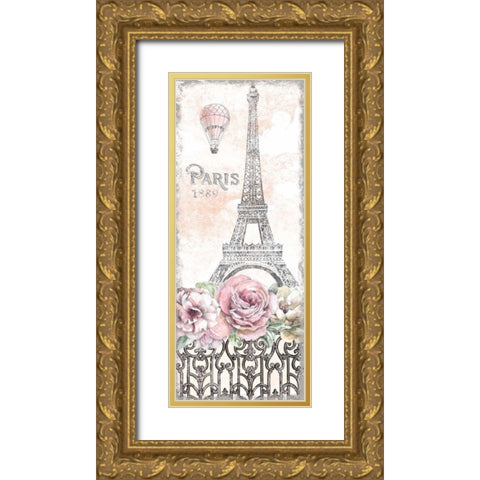 Paris Roses Panel VIII Gold Ornate Wood Framed Art Print with Double Matting by Grove, Beth