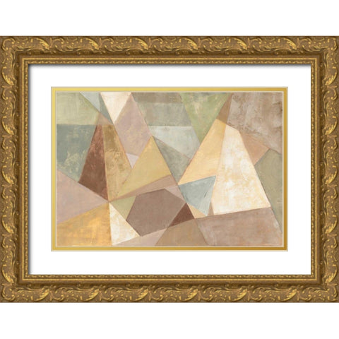 Geometric Abstract Neutral Gold Ornate Wood Framed Art Print with Double Matting by Vassileva, Silvia