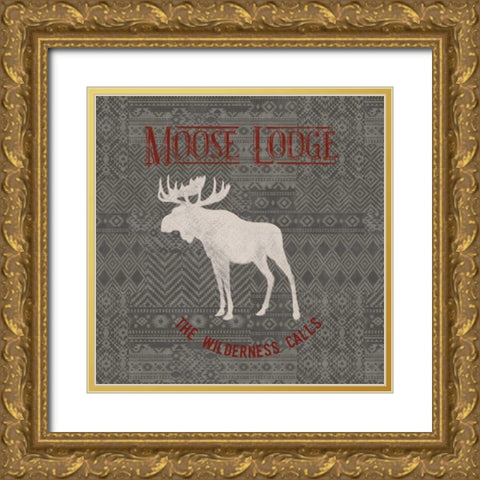 Soft Lodge IV Dark with Red Gold Ornate Wood Framed Art Print with Double Matting by Penner, Janelle
