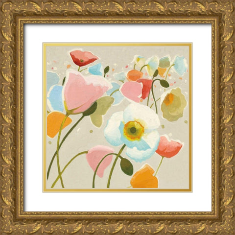 Backlit Confetti v2 Gold Ornate Wood Framed Art Print with Double Matting by Novak, Shirley