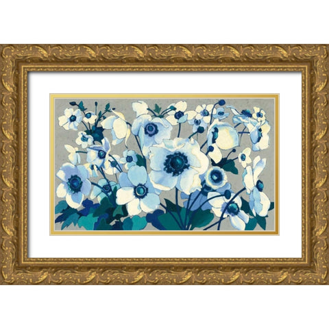 Anemones Japonaises I Gold Ornate Wood Framed Art Print with Double Matting by Novak, Shirley