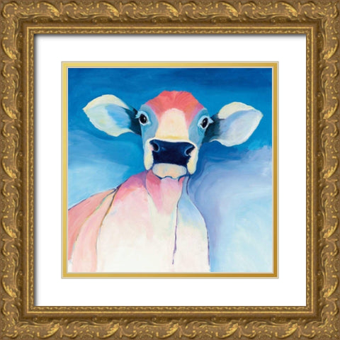 Bella Blue Gold Ornate Wood Framed Art Print with Double Matting by Tillmon, Avery