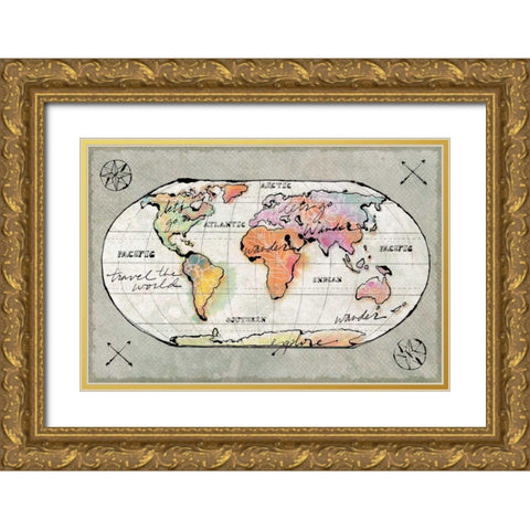 Mapped Shorelines I Neutral Gold Ornate Wood Framed Art Print with Double Matting by Schlabach, Sue