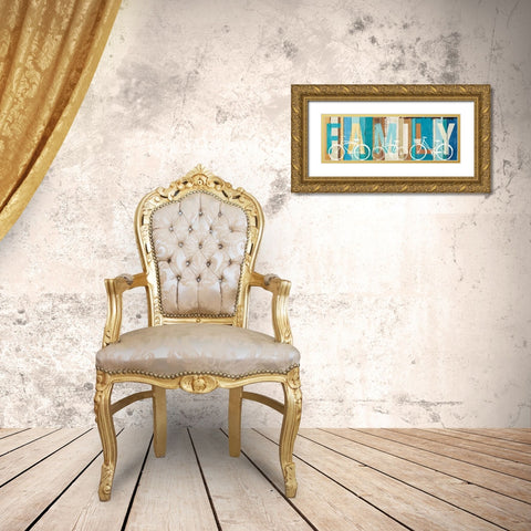Beachscape Bicycle Family Gold Ornate Wood Framed Art Print with Double Matting by Mullan, Michael