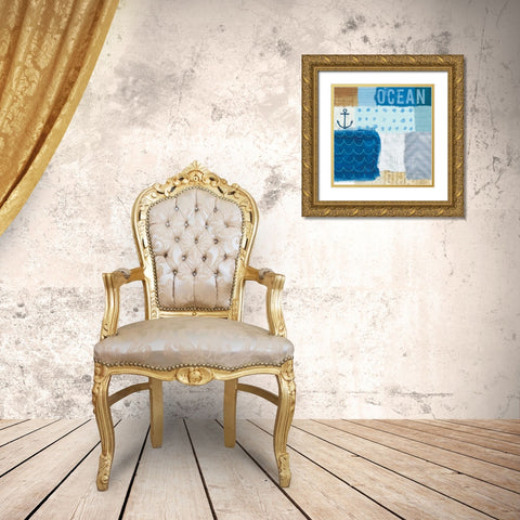 Beachscape Collage II Gold Ornate Wood Framed Art Print with Double Matting by Mullan, Michael