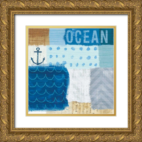Beachscape Collage II Gold Ornate Wood Framed Art Print with Double Matting by Mullan, Michael