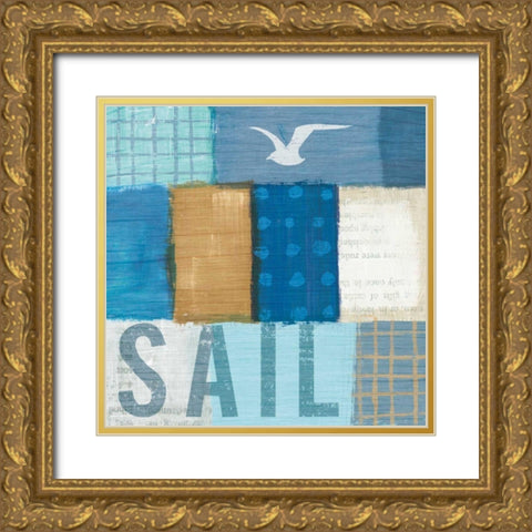Beachscape Collage V Gold Ornate Wood Framed Art Print with Double Matting by Mullan, Michael
