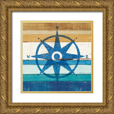 Beachscape IV Compass Gold Ornate Wood Framed Art Print with Double Matting by Mullan, Michael
